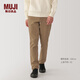 MUJI男式 起毛 絲光斜紋修身褲男士長(cháng)褲子冬季款休閑褲 AE0XZA4A 深米色 79cm 175/78A