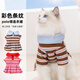 嬉皮狗（hipidog）貓咪衣服2026新款春裝夏季彩色條紋翻領(lǐng)連衣裙寵物薄款透氣貓裙子 洛米棕 M （建議體重5-8斤）