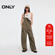 ONLY2025秋季新款復古寬松高腰直筒長(cháng)褲牛仔背帶褲牛仔褲女|12517M001 E06蘆薈綠色 L L標準褲長(cháng)