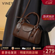 viney牛皮包包女包輕奢斜挎包品牌手提包生日三八38女神節禮物老婆 【棕色】3.8節送媽媽高檔實(shí)用單肩包 時(shí)尚百搭休閑洋氣小眾波士頓包