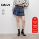 ONLY2025夏季新款A字雙層荷葉裙擺短裙牛仔半身裙女|125337006 J34 390洗水牛仔藍 M