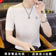 名郎（MELLEN）品牌奢侈男士高端t恤短袖夏季高端冰感圓領(lǐng)半袖體恤專(zhuān)柜正品體恤 高檔白色【退換0運費】 3XL 適合155-170斤