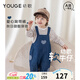 幼歌（YOUGE）嬰幼兒2025秋季純棉愛(ài)心寬松直筒時(shí)尚柔軟牛仔背帶褲潮 牛仔藍 90 cm