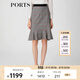 PORTS寶姿春夏新品女裝格子優(yōu)雅包臀裙魚(yú)尾半身裙LM8S005NFF029 黑色格子 XS (2)