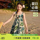 ASK JUNIOR童裝兒童裙子夏裝薄款純棉透氣女童背帶公主裙休閑度假 花色 130