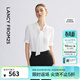 朗姿夏季新款白色系帶通勤襯衫短袖塔飄帶商務(wù)打底上衣女 白色 L