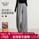 熙世界（sllsky）奶芙加絨闊腿褲冬季2025新款厚款休閑直筒褲糯米針織長(cháng)褲 花灰色 S