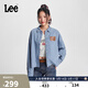 Lee寬松版翻領(lǐng)淺藍色鉚釘女長(cháng)袖牛仔襯衫休閑潮流