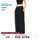 FPA高腰彈力logo織帶速干長(cháng)褲子女 潮流夏季百搭寬松直筒運動(dòng)休閑褲 黑色 M