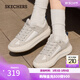 斯凱奇（Skechers）女鞋早秋阿甘鞋休閑運動(dòng)鞋厚底增高板鞋 乳白色/OFWT 38