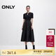 ONLY 2025春季簡(jiǎn)約純色拼接翻領(lǐng)短袖中長(cháng)裙連衣裙女|125146005