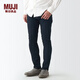 MUJI男式 橫豎彈力牛仔 緊身褲  褲子 長(cháng)褲 休閑褲 男裝 AEA53A2S 深藏青色 33inch