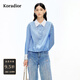 珂萊蒂爾Koradior2026春季新款小翻領(lǐng)清新利落襯衫簡(jiǎn)約大方小衫女 淡藍色 M