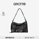 GROTTO個(gè)樂(lè )新款SoftCollar保齡球包單肩包小中號通勤斜挎包禮物 經(jīng)典黑M 亮銀