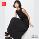 優(yōu)衣庫加長(cháng)款女裝拼接收腰連衣裙/無(wú)袖裙子26春夏新款482983 09 黑色 L