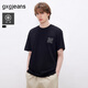 gxgjeans男裝 多色立體繡花通勤簡(jiǎn)約圓領(lǐng)短袖T恤男上衣 26夏新品 黑色 3XL (190)