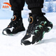 安踏兒童二棉鞋男中大童2026冬季新款革面旋鈕登山加絨高幫雪地靴 黑色炫彩 【升級旋鈕】 36 腳長(cháng)23cm