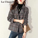 拉夏貝爾（La Chapelle）短外套女裝2026年春秋季新款上衣小個(gè)子小香風(fēng)外套衣服毛呢大衣女 灰色 XL