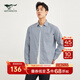 七匹狼【純棉】長(cháng)袖襯衫男裝春季新款抗皺肌理提花休閑襯衣柔軟上衣 112(中藍) XL 175/92A