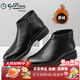 金利來(lái)（Goldlion）男鞋新款保暖男靴頭層牛皮加絨商務(wù)棉靴舒適長(cháng)毛絨棉鞋時(shí)尚時(shí)裝靴 黑色（長(cháng)毛絨） 41