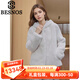 BESNOS意大利品牌真貂皮大衣女年輕短款2025年水貂毛整貂皮草帶帽裘外套 珍珠白(短毛絨更厚實(shí)) M