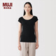 MUJI 女式 萊賽爾 帶罩杯 法國袖T恤 女士女款26年春季上衣FCC55C6S 黑色 M (160/84A)
