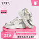 他她（TATA）休閑板鞋女運動(dòng)秋WH701CM4 米白/銀 37