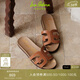 SAM EDELMAN山姆愛(ài)德曼虞書(shū)欣同款夏平底加厚外穿一字鏤空涼拖鞋女NETTIE 棕色（牛皮革） 38 /美碼7.5M