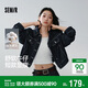 森馬（Semir）牛仔外套女春季短款翻領(lǐng)落肩寬松做舊2026工裝風(fēng)夾克109126108005