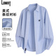 LOMBT美式條紋襯衫男春季免燙寬松簡(jiǎn)約休閑百搭情侶襯衣外套TC23淺藍XL