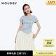 moussy【新復古回潮】 美式復古辣妹暈染玫瑰短袖T恤028ISZ90-3061 110藍色 均碼