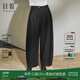 日著(zhù)原創(chuàng  )設計羊毛呢燈籠褲2025春季新復古回潮小個(gè)子九分直筒休閑褲 蹤影黑 M