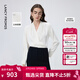 朗姿【Basic衣櫥】法式米白色V領(lǐng)上衣女春季新款襯衫法式長(cháng)袖襯衣 米白色2 S