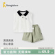 童泰（TONGTAI）男寶寶背心套裝夏季薄款兒童衣服男童休閑外出翻領(lǐng)上衣短褲 本白 120 （不可開(kāi)襠）