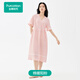 全棉時(shí)代女士雙層空氣褶皺紗素色小V領(lǐng)短袖家居睡裙