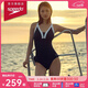 速比濤（Speedo）泳衣女綺遇系列深海設計抗氯修身海島度假溫泉性感顯瘦連體泳衣 黑/白色 M (高158-165cm,重50-57kg)