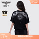 BOY LONDON【暗黑羅盤(pán)】春夏男女同款燙金潮牌短袖翅膀T恤N01906 黑印銀 XL
