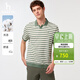 哈吉斯（HAZZYS）男裝 夏季休閑上衣撞色條紋短袖POLO衫男ASTZE0BBE38 茶綠色OG XL （180/100A 50）