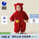 迷你巴拉巴拉嬰兒衣服寶寶新生兒加絨連帽連體衣爬服外穿秋冬款