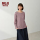 MUJI女式 粗棉線(xiàn)條紋長(cháng)袖T恤上衣打底衫女款女裝純棉春季BB2ADC6S 粉色圖案 M (160/84A)