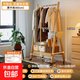 2026新款床頭柜衣帽架一體落地立式掛衣架臥室衣架實(shí)木衣服置物架 【加粗進(jìn)口橡膠木】原木色60cm+金屬輪 隨心移動(dòng) 折疊收納