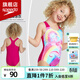 速比濤（Speedo）兒童三角連體泳衣嬰幼兒女童抗氯速干柔軟舒適防曬游泳訓練游泳衣 粉色/藍色【安全印染,活力四射】 80 -90cm【2歲】