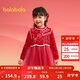 巴拉巴拉女童連衣裙兒童2025春裝紅色新中式網(wǎng)紗假兩件拜年服208125111007