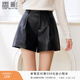 香影劉些寧同款黑色復古港風(fēng)pu皮短褲女2025冬季新款小個(gè)子直筒褲 黑色 M 160/64A/95-110斤