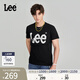 Lee商場(chǎng)同款經(jīng)典大Logo印花圓領(lǐng)男款短袖T恤休閑潮流LMT0065673RX 黑色 S