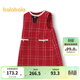 巴拉巴拉童裝女童連衣裙兒童背心裙春裝蝴蝶結小香風(fēng)洋氣時(shí)尚撞色 紅色調00466 160