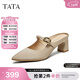 他她（TATA）法式粗跟穆勒鞋女鞋氣質(zhì)尖頭高跟拖鞋秋新款XGM02BH5 杏色 37