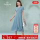 喬萬(wàn)尼2025夏季新品桑蠶絲女裝時(shí)尚氣質(zhì)簡(jiǎn)約收腰純色長(cháng)裙ES2E188609 霧霾藍 L