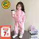 G.duck小黃鴨女童春裝套裝春秋季2026新款拉布布兒童衣服女寶寶衛衣褲子 粉色 140 建議9~10歲【130-140cm】cm