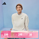 adidas情侶款寬松抓絨圓領(lǐng)長(cháng)袖衛衣套頭衫男女秋季阿迪達斯輕運動(dòng)   白色   L
